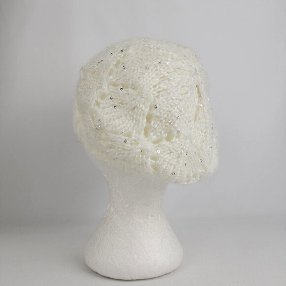 David & Young Cream Gold Sparkle Knit Tam Hat - Picture 4 of 8